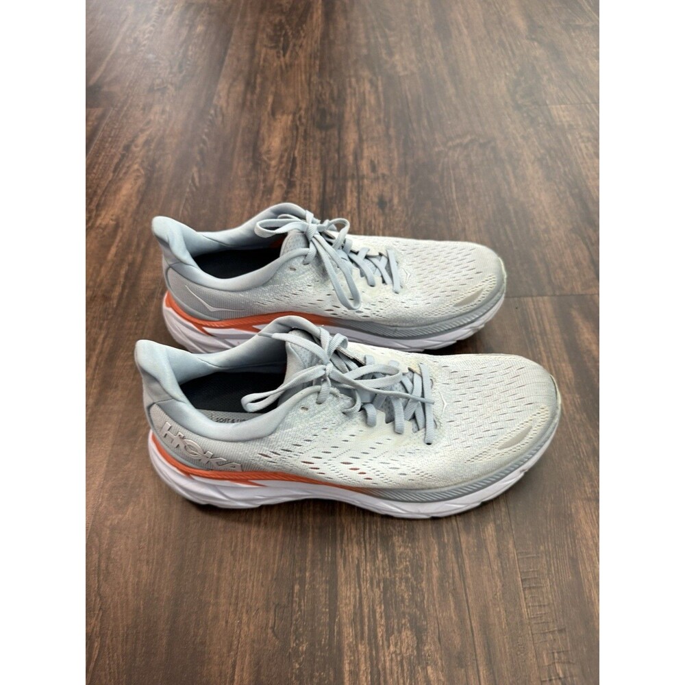 Hoka One One Clifton 8 Women Sz 10.5 Blue/ White Running Shoes Sneakers - Picture 6 of 9
